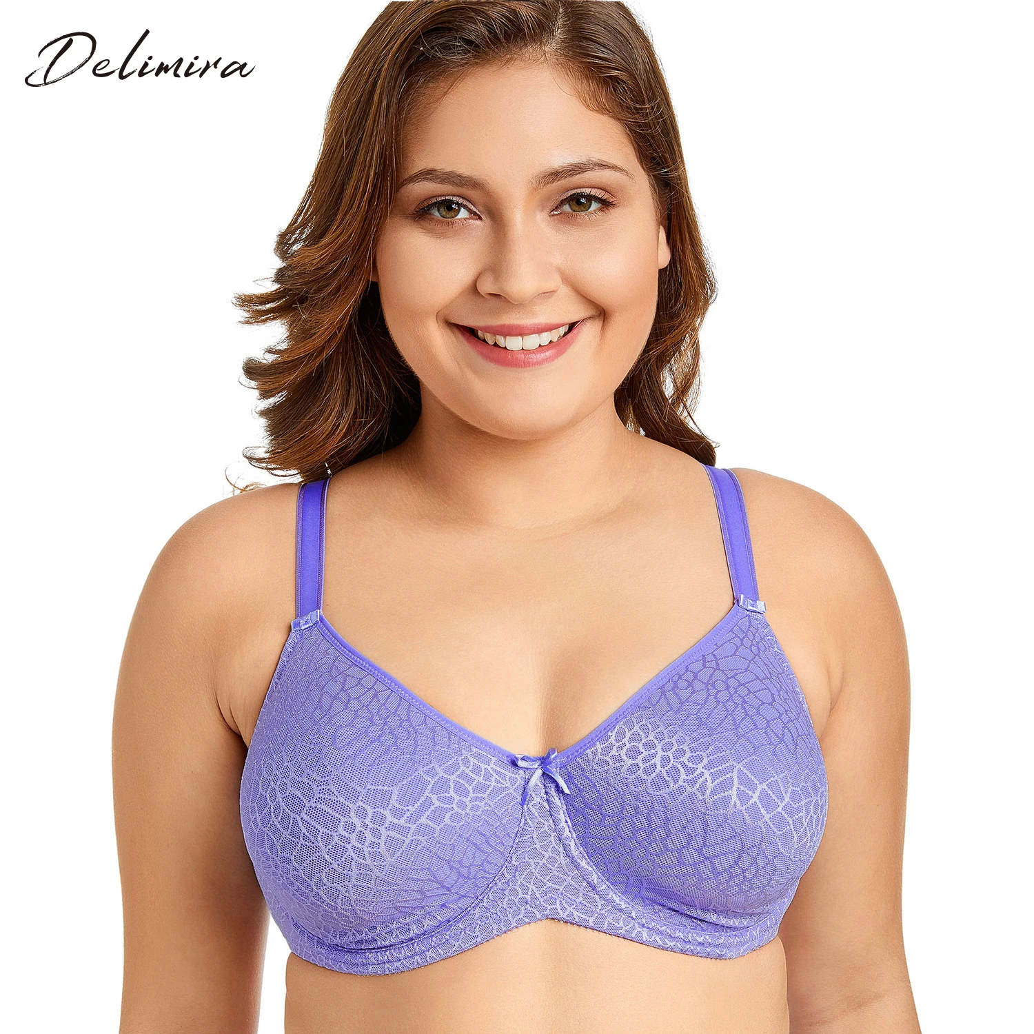 

Delimira Women's Jacquard Non-padded Underwired Full Figure Support Minimizer Bra