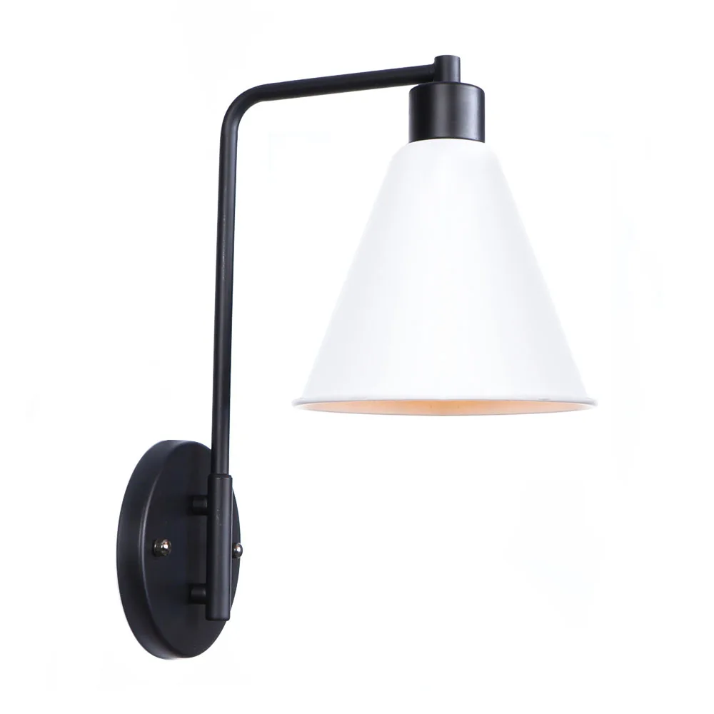 

Black+white American Village Wall Lamp E27 Bulb with lampshade restaurant led wall lamp Iron Bedroom wall light RWL0029