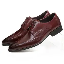 Мода коричневый загар/черный острый носок оксфорды Бизнес обувь Мужская модельная обувь из натуральной кожи социальные обувь Мужская