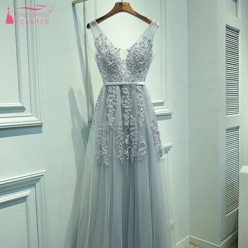 Кружева Аппликации серебристый платья невесты ВМС Винтаж платье robe demoiselle d'honneur гостей свадьбы платье для вечерние JQ37