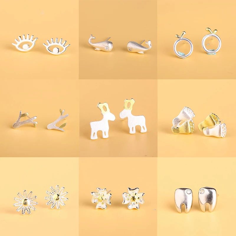 

Multiple 2019 Fashion Minimalist 100% 925 Silver Sterling Silver Animal Cute Dolphin Stud Earrings Plant Jewelry for Women Gifts