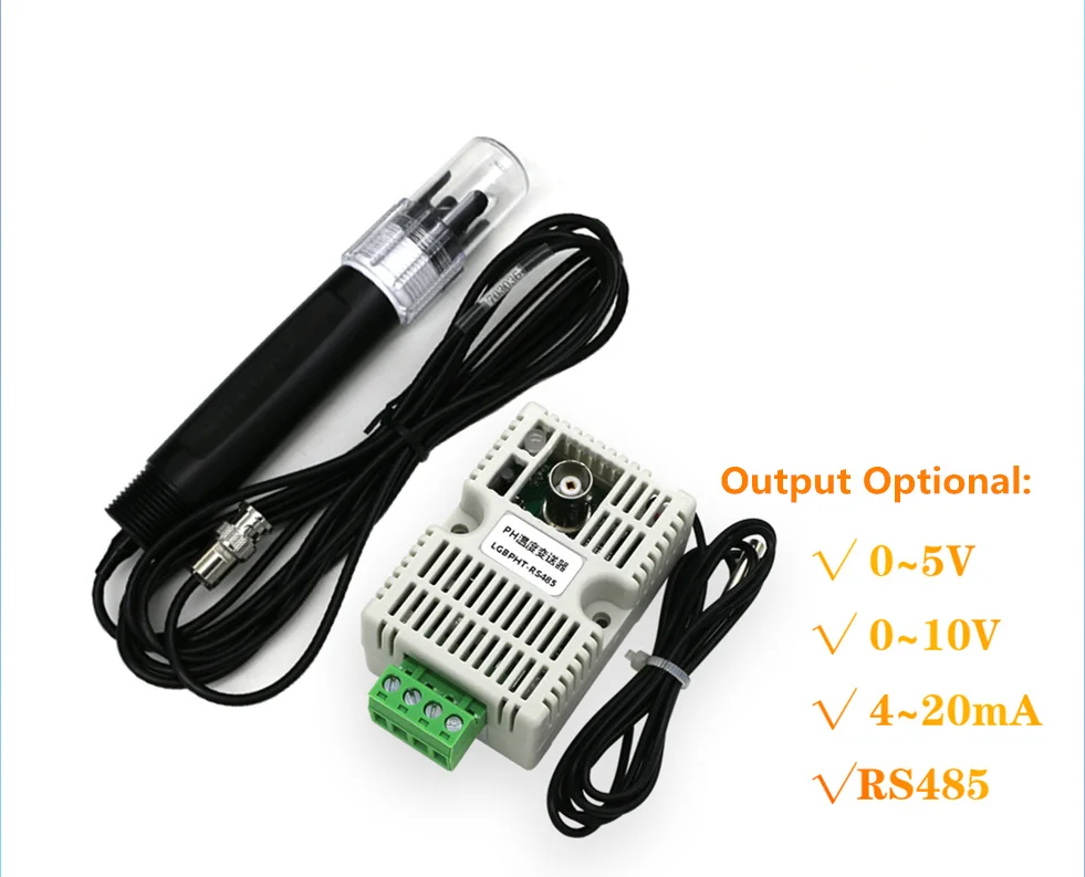 

PH Value Temperature Transmitter Detection Sensor Module,RS485/4-20mA/0-10V/0-5V Output+Electrode PH Temperature Transmitter