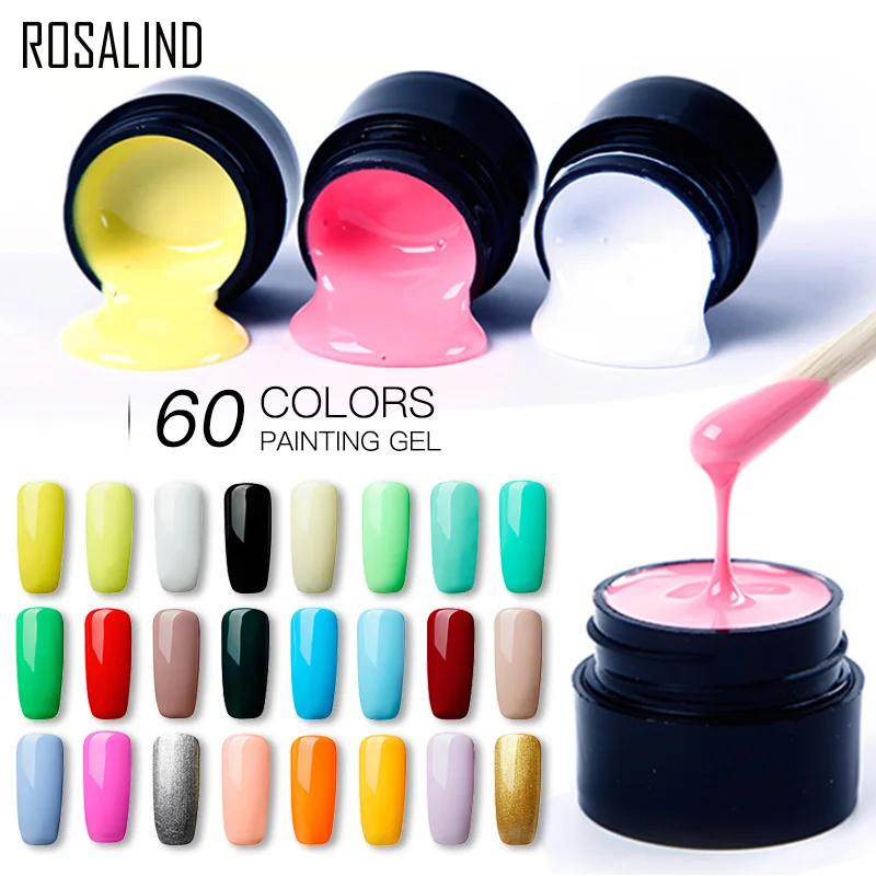 

ROSALIND Painting Gel Hybrid Primer Nail Polish For Design 142 Colors All For Manicure 5ML DIY Gel Varnishes Top Coat Nail Art