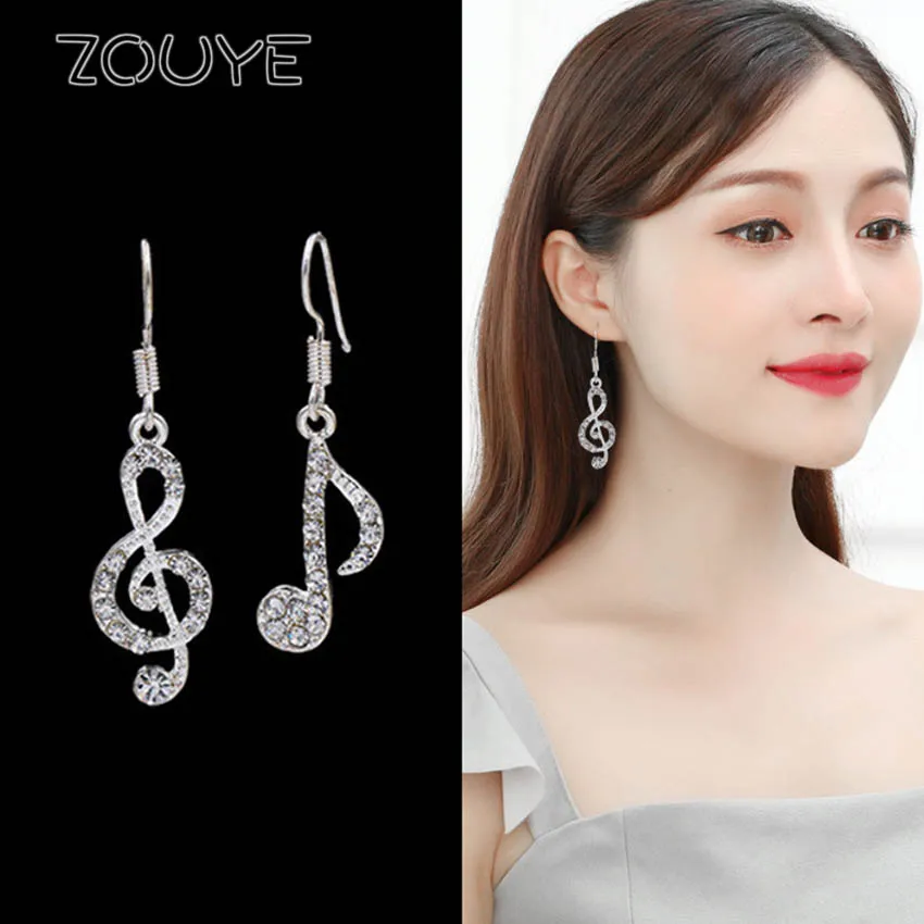 

ZOUYE Musical Note Stars Earrings Fairy Cute Romantic Golds Silvery Shine Blink Eardrop Fashion Jewelry Cubic Zirconia Earrings