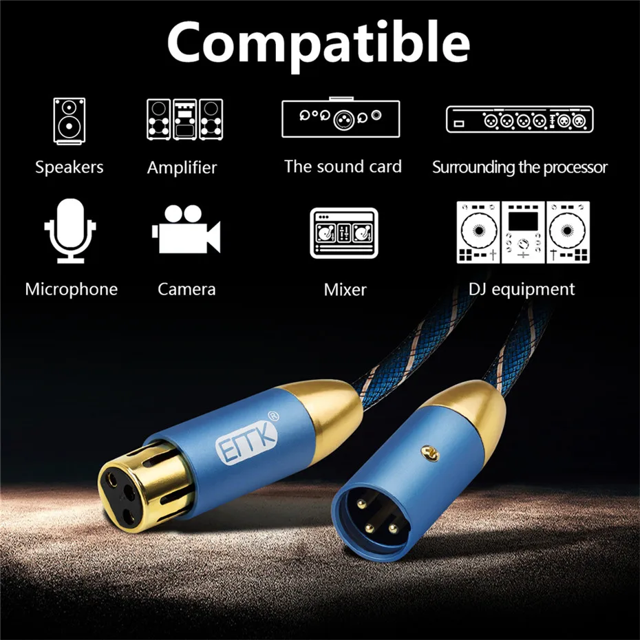 EMK XLR Cable Karaoke Microphone Sound Cannon Cable Plug XLR Extension Mikrofon Cable for Audio Mixer Amplifiers 15m XLR Cord (8)