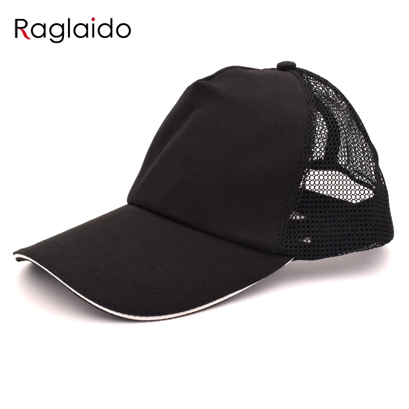 

Raglaido black cotton summer mesh baseball cap unisex men women casual snapback heads hat hiphop adjustable caps LQJ01451