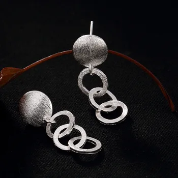 

2018 New Arrival Brinco S925 Pure Silver Earrings Contracted Joker Drawing Smooth Three Serial Fashion Earrings Wholesale