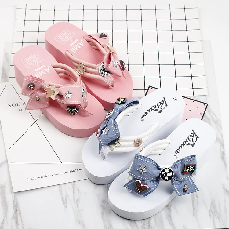 2017 New Korean Summer Style Non-slip Slippers Flip Flops Online Cheap High Heels Platform Shoes60