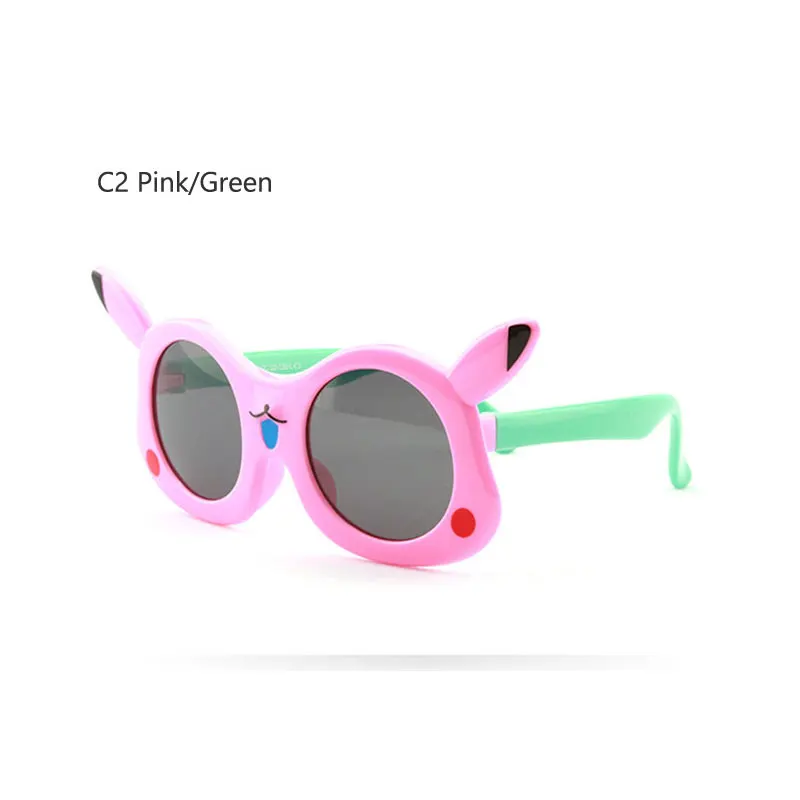Детские солнцезащитные очки, поляризационные, милые, Мультяшные, детские очки TR90, гибкая Защитная оправа, оттенки для мальчиков и девочек, чехол, UV400 - Цвет линз: C2