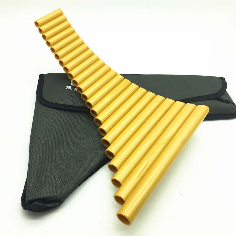 22 الأنابيب ABS البلاستيك Panpipe G مفتاح Panflute اليدوية آلات النفخ آلات موسيقية الذهبي اللون عموم الناي مع حقيبة شحن مجاني