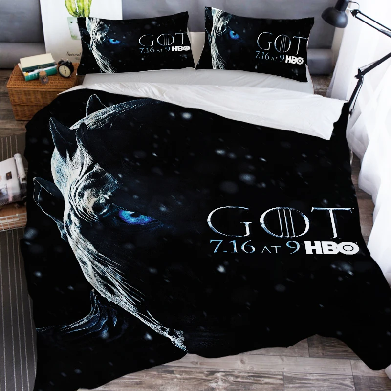 

3D Luxury 100% Microfiber Black/White Duvet Cover Set 3PCS+2 Pillowcase 3D Sharp Sword Game of Thrones Bedding Set with Bed Set