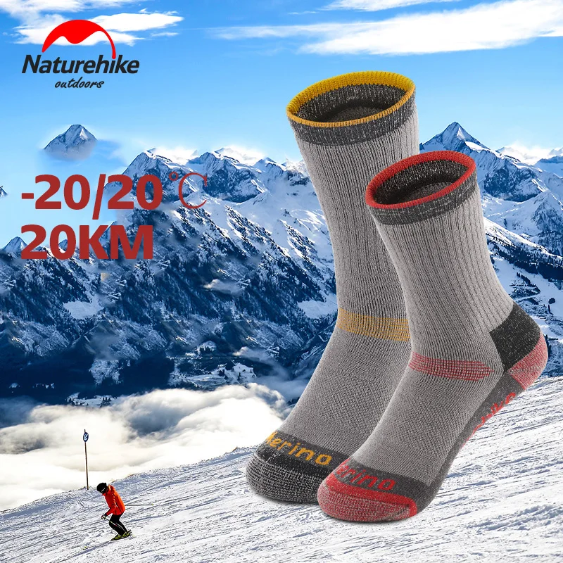 

Naturehike Men Women wool Socks Warm Comfort Hiking Thick High Socks Cold Weather soft Socks Winter Thermal Socks NH17W001-M