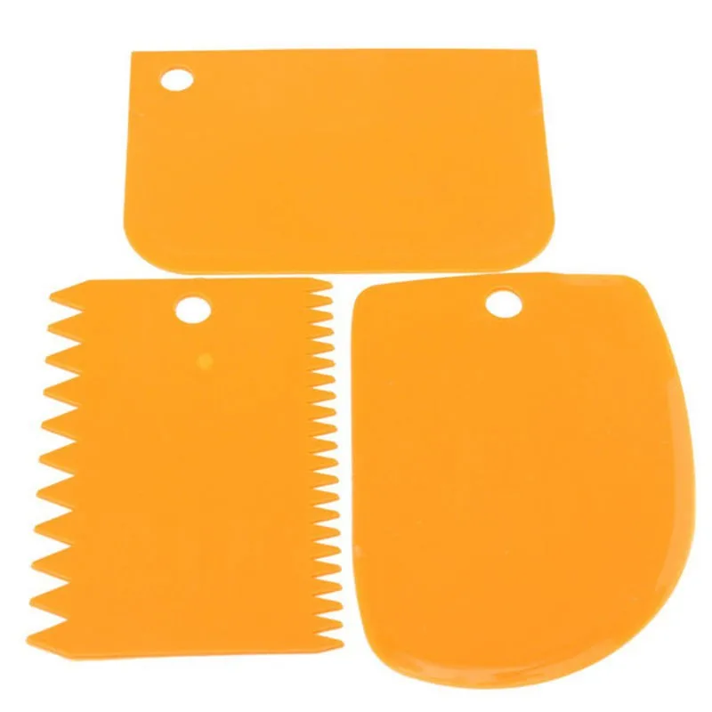 3Pcs/Set Plastic Cake Scraper Set Multifunction Blade Fondant Cake Decoration Tool Pastry Cream Butter Spatula - Image 4