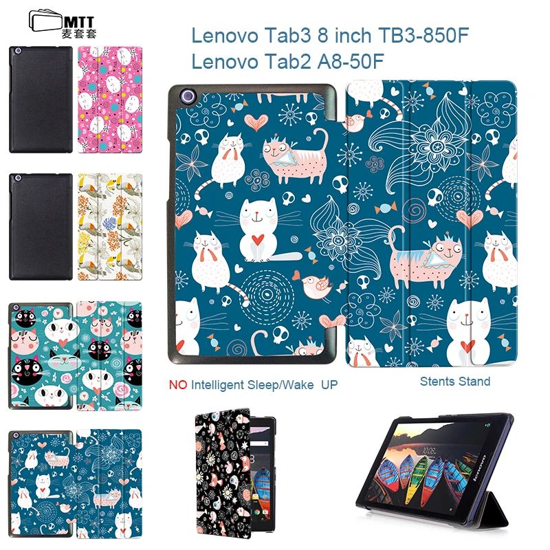 

MTT Cat Avatar Colorfull Print Tab 3 8 inch TAB3-850M/850F Tablet Case For Lenovo Tab 2 A8-50F A8-50LC Magnetic PU Leather Cover
