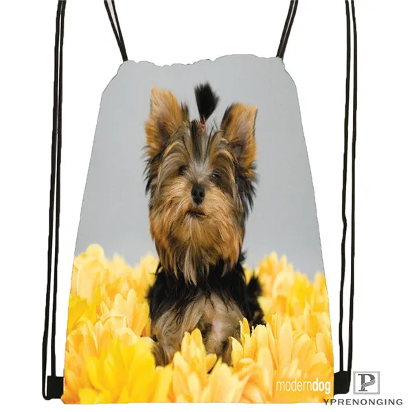Drawstring Backpack Custom Cute Йоркширский терьер походная сумка на шнурке Cute Daypack Kids Satchel(черная спина) 31x40 cm#180531-03-02 - Цвет: Drawstring Backpack
