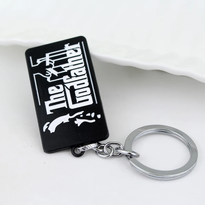 New arrival Movie The Godfather Keychain Metal Alloy Letter Logo Black Pendant Key Rings Can drop shipping