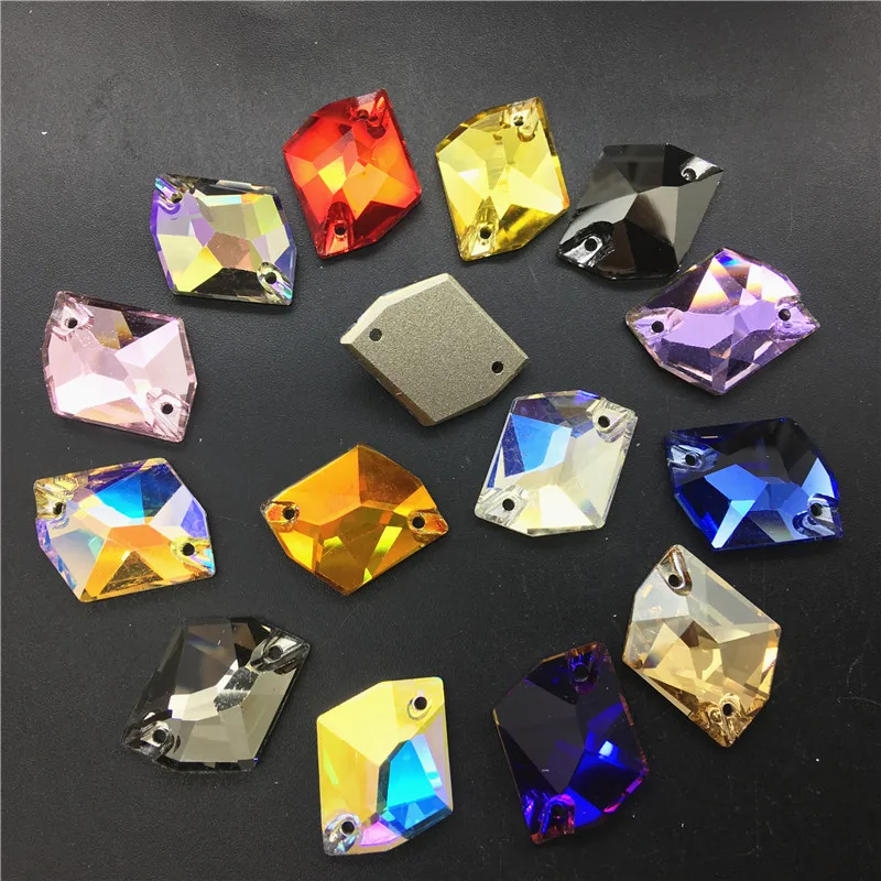 

TopStone K9 Glass Crystal Colors 13x17mm Cosmic Sew On Rhinestone Flat back Sew-on Stone For Sewing Strass Dress Clothing