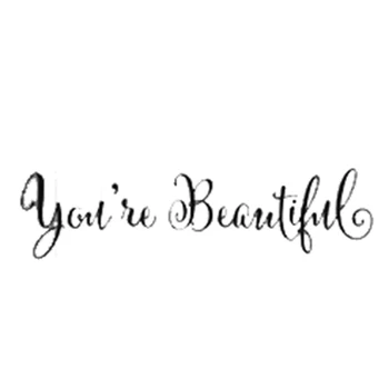 

You're Beautiful Quote Mirror Decal Living Room Carving Wall Decal Sticker for Home Window Decoration(black)9*27cm