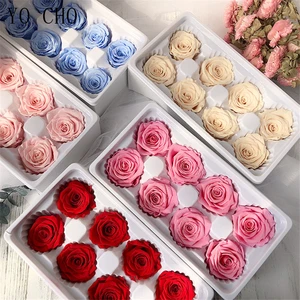 YO CHO Real Rose Eternelle Box Natural Preserved Flower Rose 4-5cm Immortal Rose Valentines Day Gift Material Wedding Home Decor