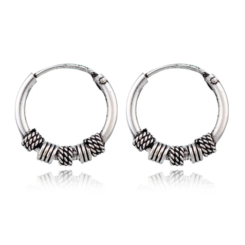 

Dayoff European Vintage Ethnic Circle Round Earrings Men Handmade Small Endless Drop Earring For Women Jewelry boucle d'oreille