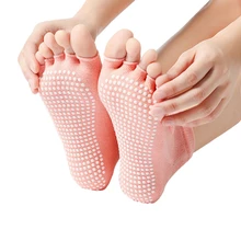 2 пары женских носков для йоги хлопковые Противоскользящие силиконовые массажные в горошек Дышащие носки с открытой спиной на пять пальцев спортивные носки гимнастика-Пилатес фитнес