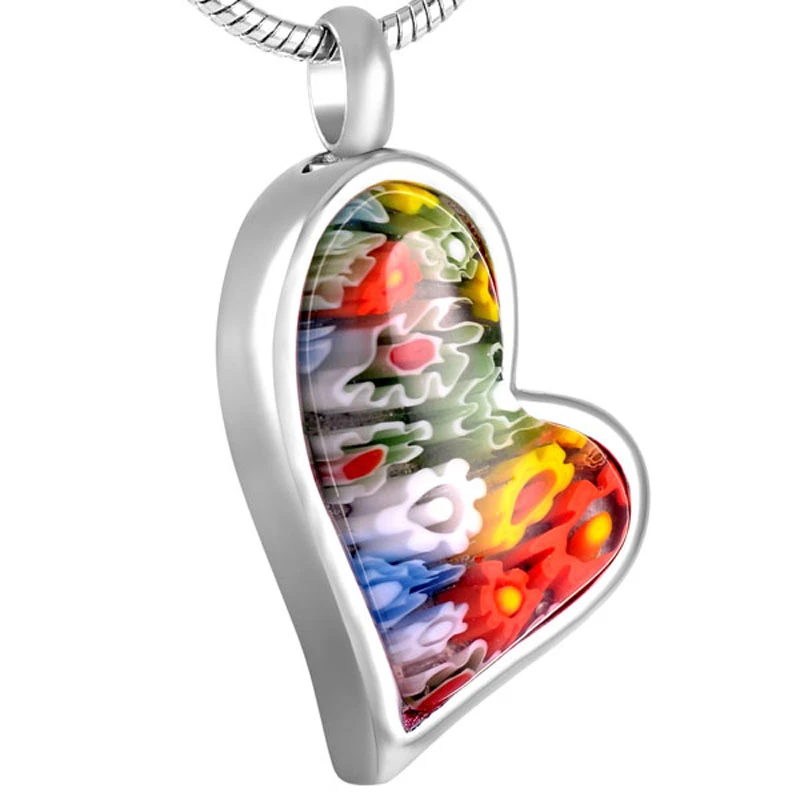 Stainless Steel Wonderful Circle of Life Inlay Heart Urn Pendants Memorial Ash Necklace Cremation Jewelry 