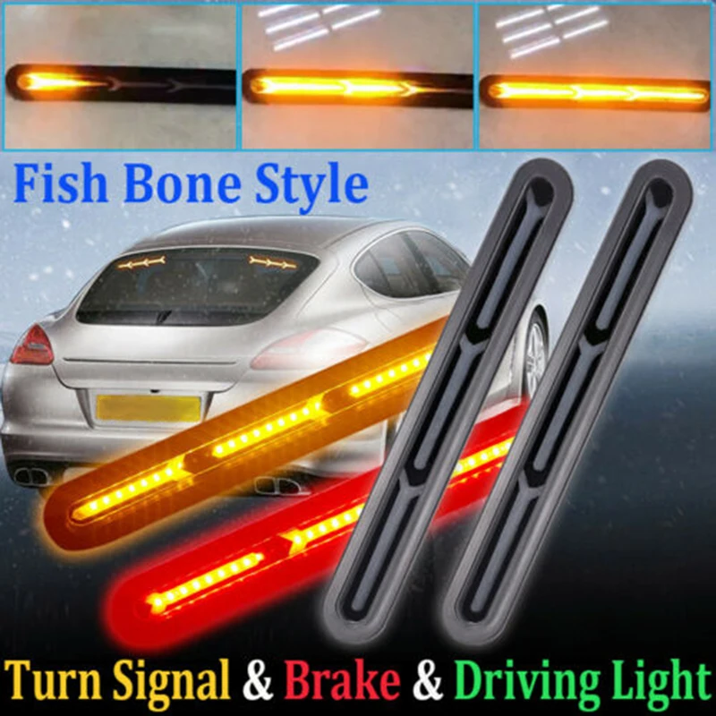 

2 X 60LED Car Truck DRL LED Light Bar Brake Flowing Turn Signal Stop Tail Strips