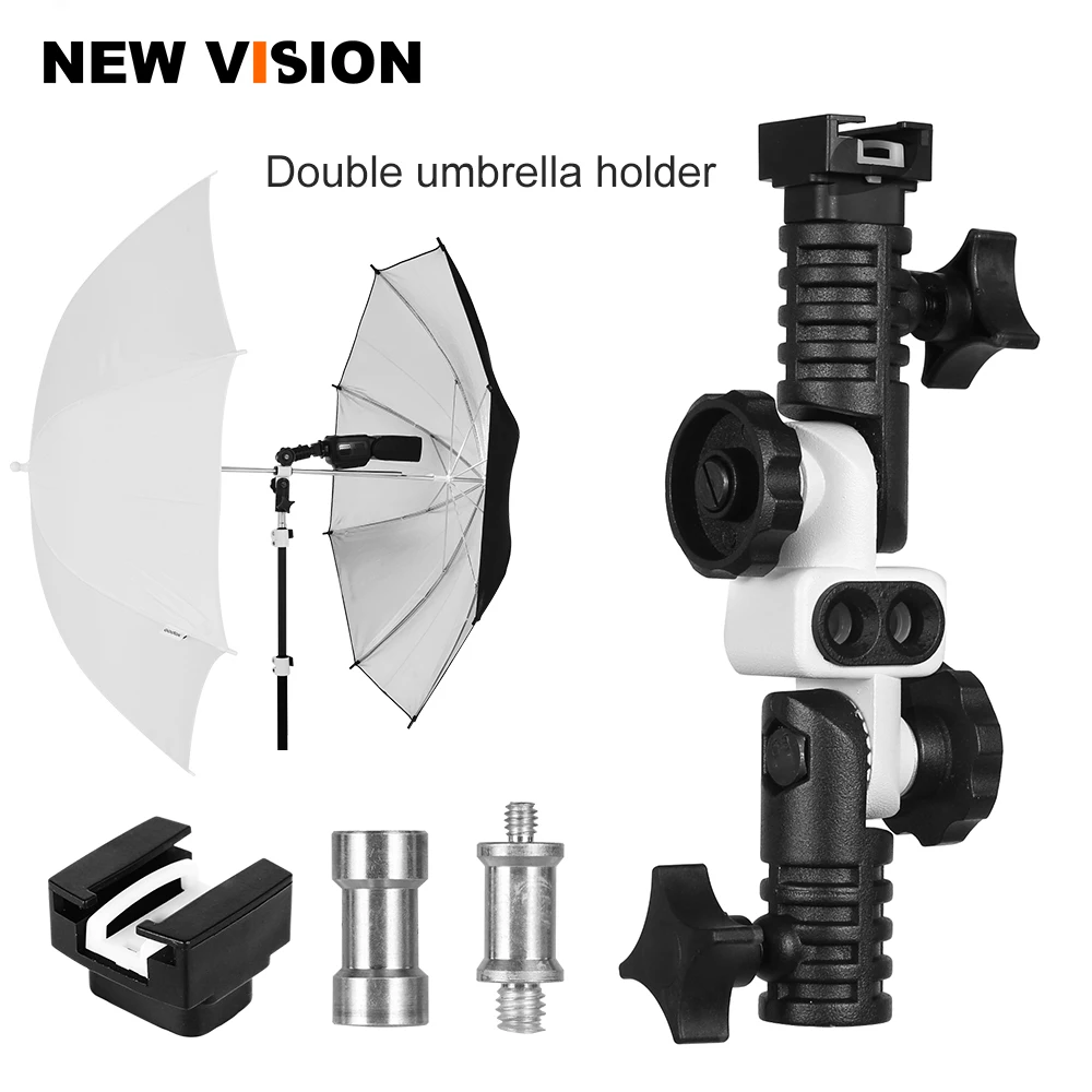 

Universal Metal Cold Shoe Mount Flash Hot Shoe Adapter for Trigger Double Umbrella Holder Swivel Light Stand Bracket