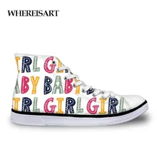 WHEREISART Women Vulcanize Shoes Colorful Letter Printed Sneakers Female High Top Canvas Shoes for Girls Leisure Shoes Student WHEREISART Women Vulcanize Shoes Colorful Letter Printed Sneakers Female High Top Canvas Shoes for Girls Leisure Shoes Student