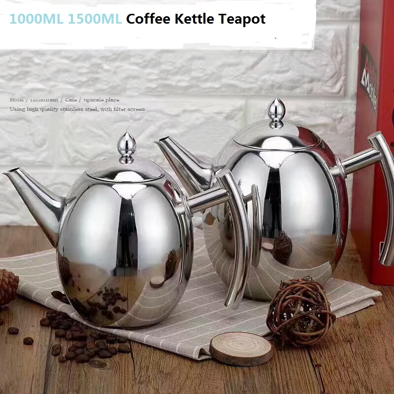 Stainless Steel 1000ML 1500ML Coffee Kettle Teapot Coffee Kettles Cold Water Pot Kettle With