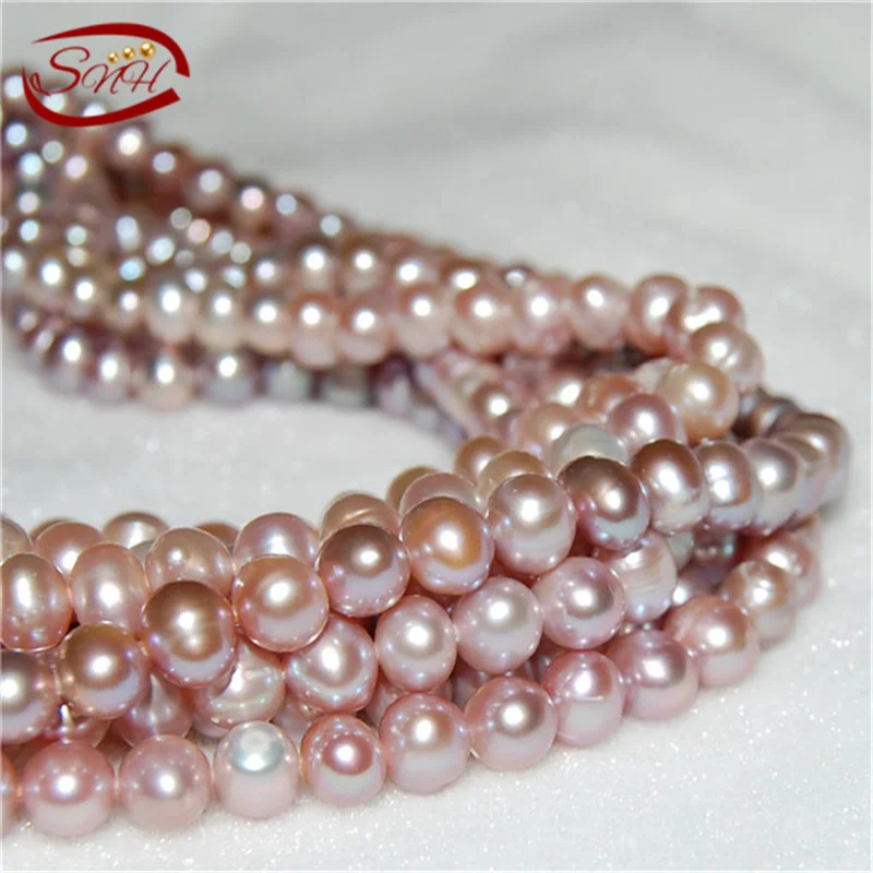 

SNH 5 strands/package hot sale pearl strand 7mm AA- potato shape