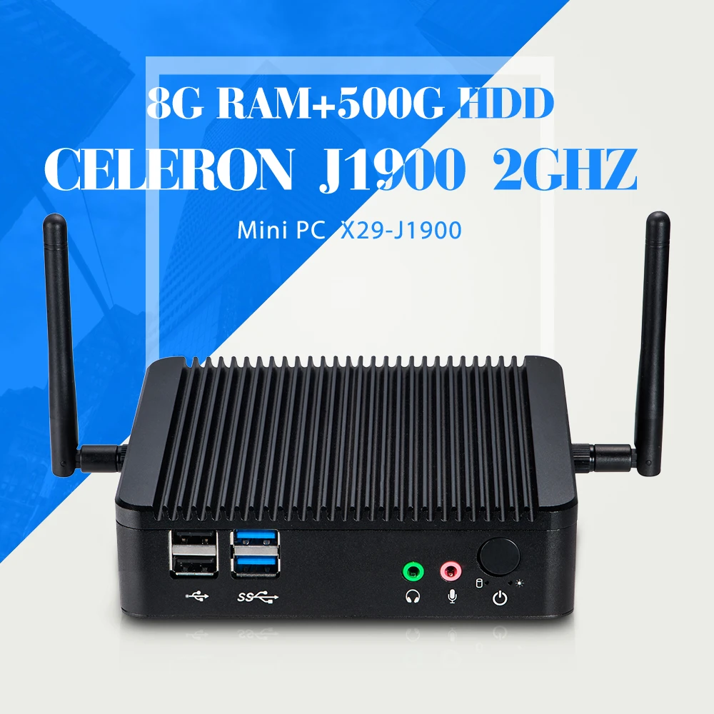 Mini computer J1900 quad core 8g ram 500g hdd mini pc without fan cheap mini pc desktop computer thin client small computer case