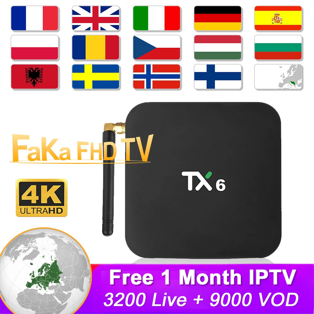 IP tv Франция Европа Italia Испания Канада бесплатная 1 месяц код IPTV TX6 Allwinner H6 Android 9 0 ТВ