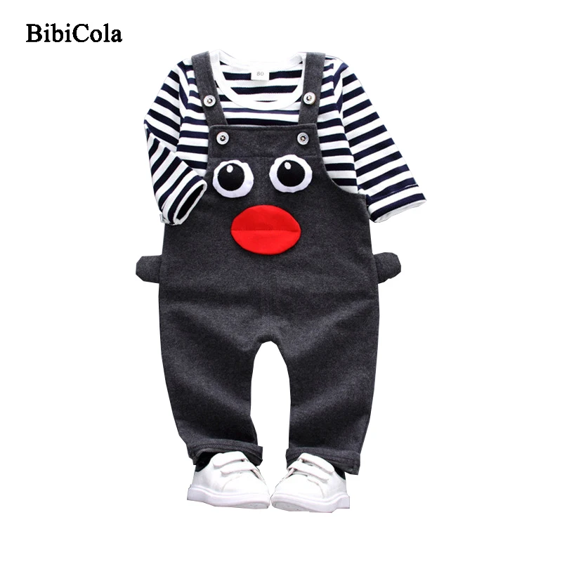 BibiCola 2018 Spring Baby Boys Clothing Set Toddler Outfits Small Children Kids Bib + T-shirt Cartoon |