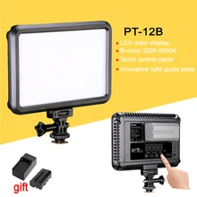 Tolifo PT-12B LCD Display Bi-Color & Dimmable Slim DSLR Video LED Light +Battery +Charger for Canon Nikon Camera DV Camcorder