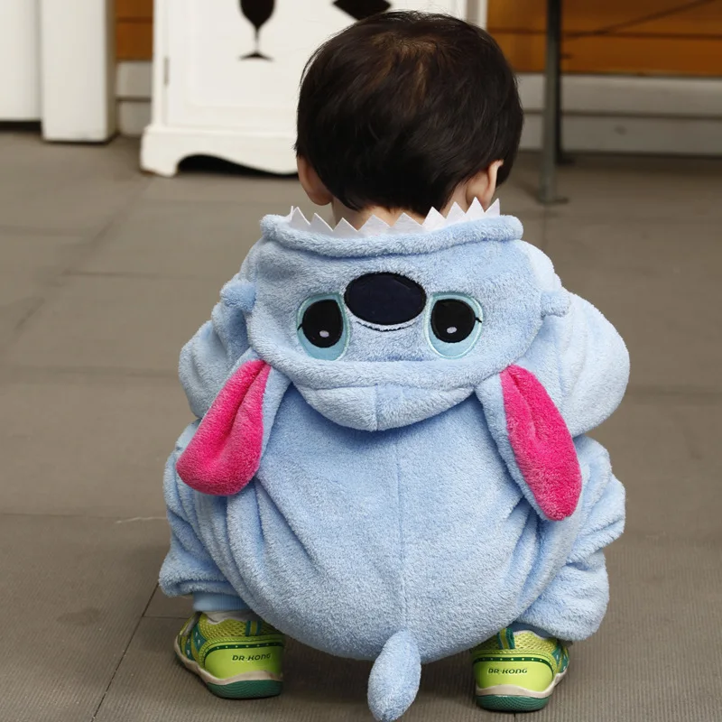 

New Animal Baby Romper Stitch Bebe Infant Clothing Baby Boy Girl Clothes Cartoon Flannel Hooded Jumpsuit Costume
