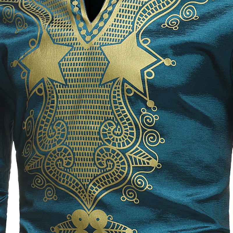 Африканская одежда мужская традиционная подставка для печати воротник v-образный вырез с длинными рукавами футболка мужские пуловеры горячая распродажа мода