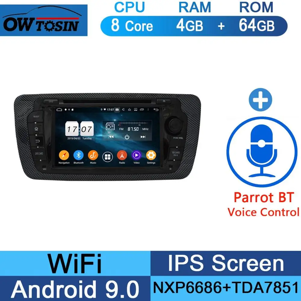 " ips 8 Core 4G+ 64G Android 9,0 автомобильный dvd-плеер для Seat Ibiza 2009 2010 2011 2012 2013 gps навигация радио DSP попугай BT - Цвет: 64G Parrot BT