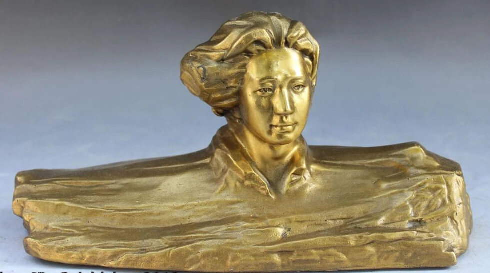 

11"Folk Chinese Feng Shui Bronze Revolution Mao Zedong Chairman Head Bust Statue R0709 B0403