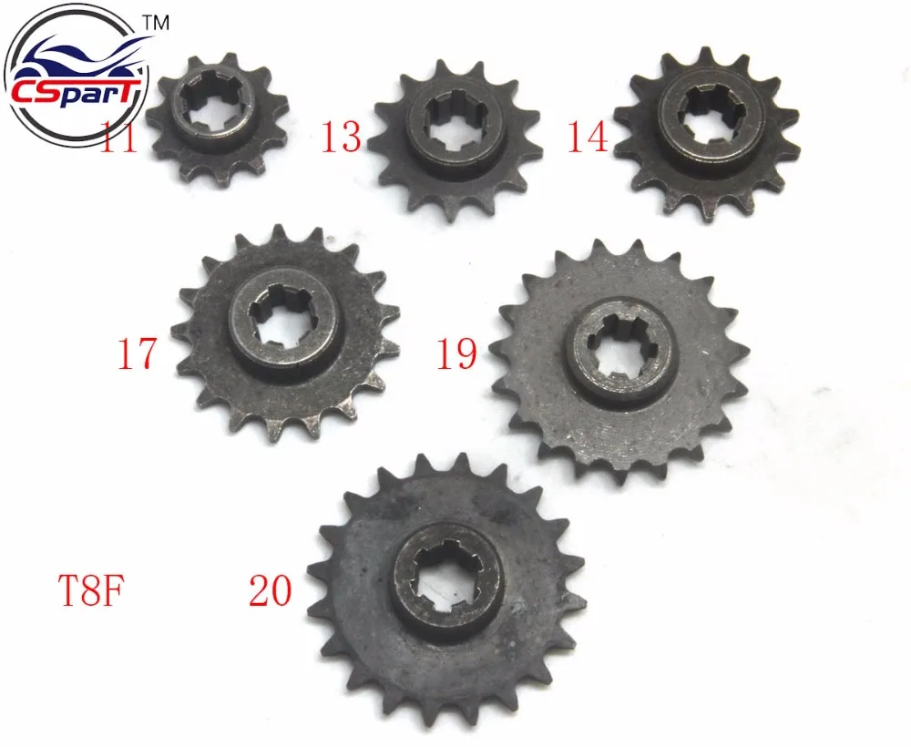 T8F 11 13 14 17 19 20 Tooth 11T 13T 14T 17T 19T 20T front sprocket 2 stroke 47cc 49cc mini moto pocket atv dirt bike