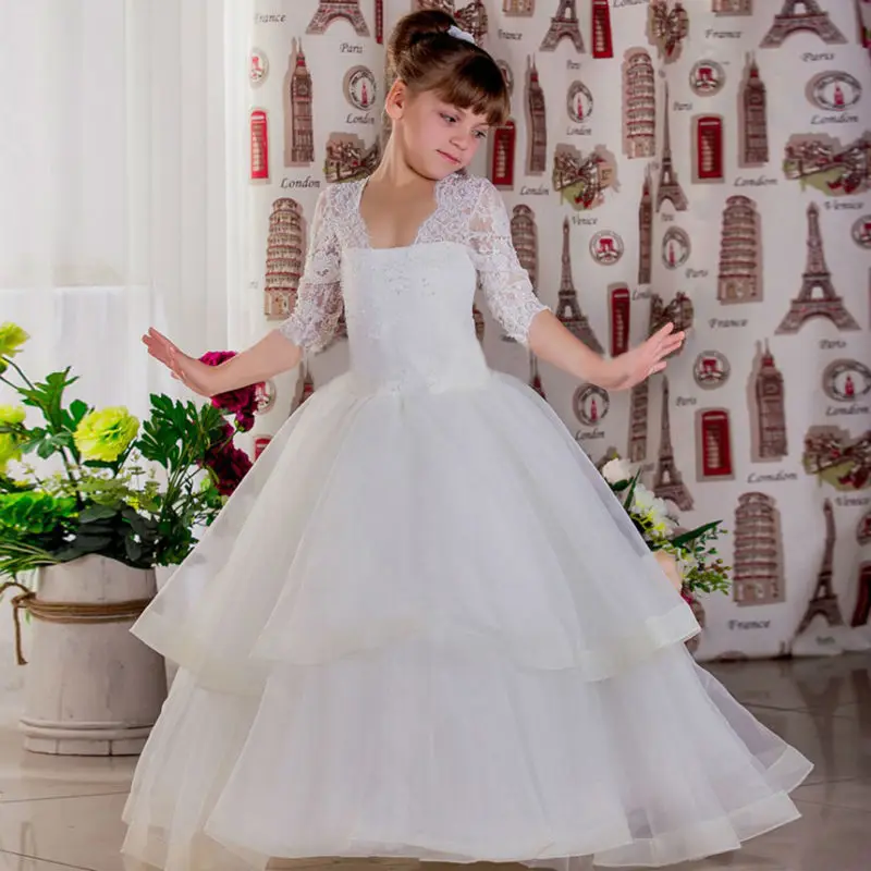 Buy White Flower Girls Dresses for Wedding Lace Dresses for 12 Year Olds for