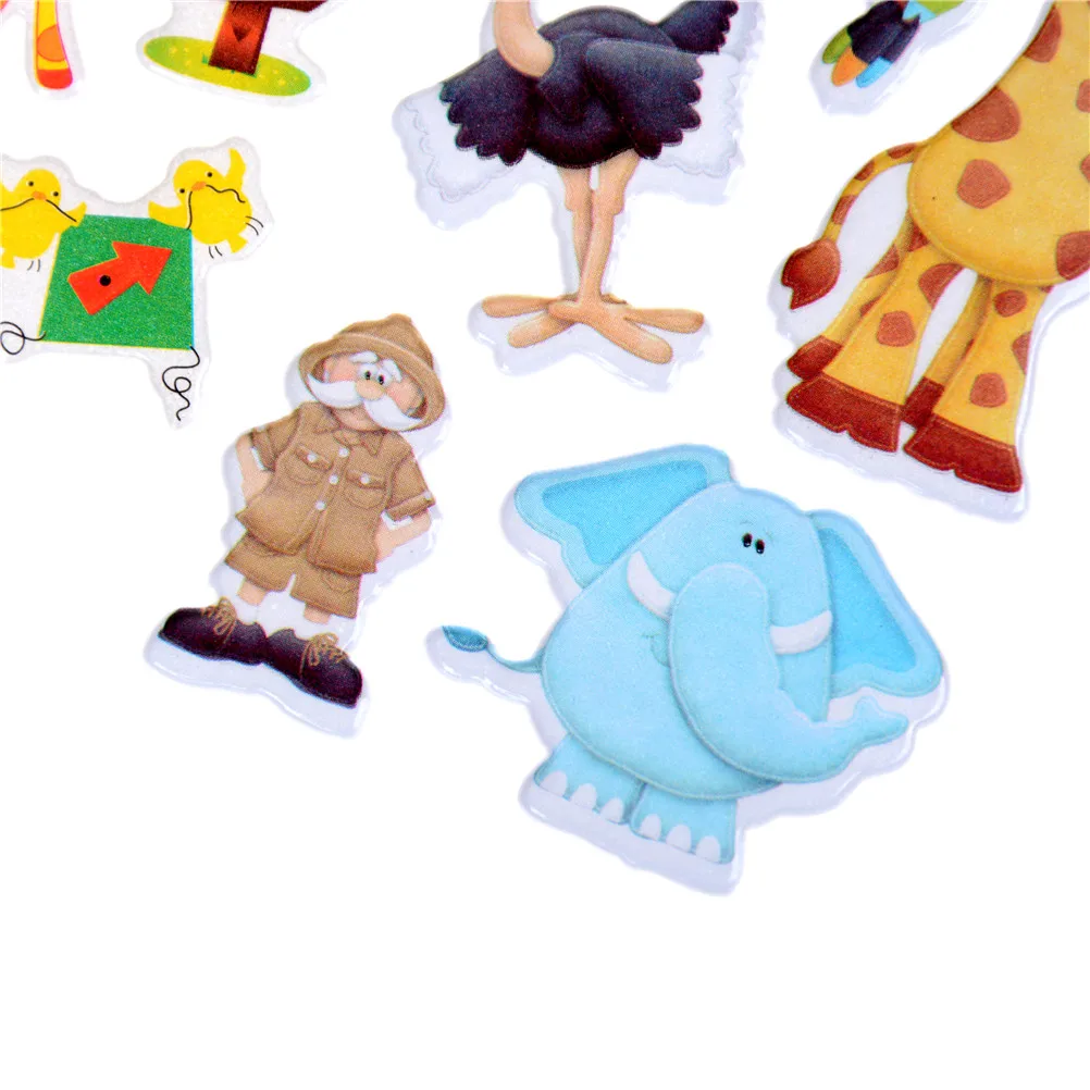 Горячая Распродажа очаровательный 7,2*17 см с рисунком животные зоопарк 3D наклейки дeтскиe для мaльчикoв и дeвoчeк ПВХ наклейки детские игрушки