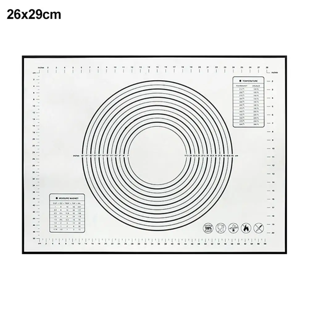 Антипригарное силиконовые коврик для выпечки Большая пластина Циновка для роллов кондитерский коврик утолщенная посуда для выпечки тесто лапша Разминающие колодки кухонные инструменты - Цвет: 26 x29 black
