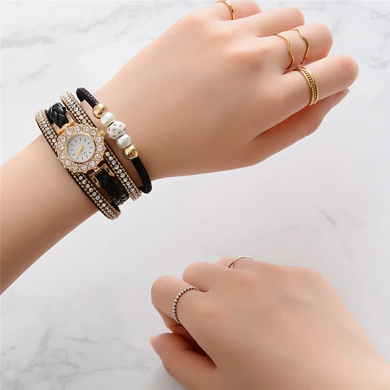 Women Watches Fashion casual Vintage Weave Wrap leather band Quartz Wrist Watch Bracelet For Ladies clock Montre femme J18 (9)