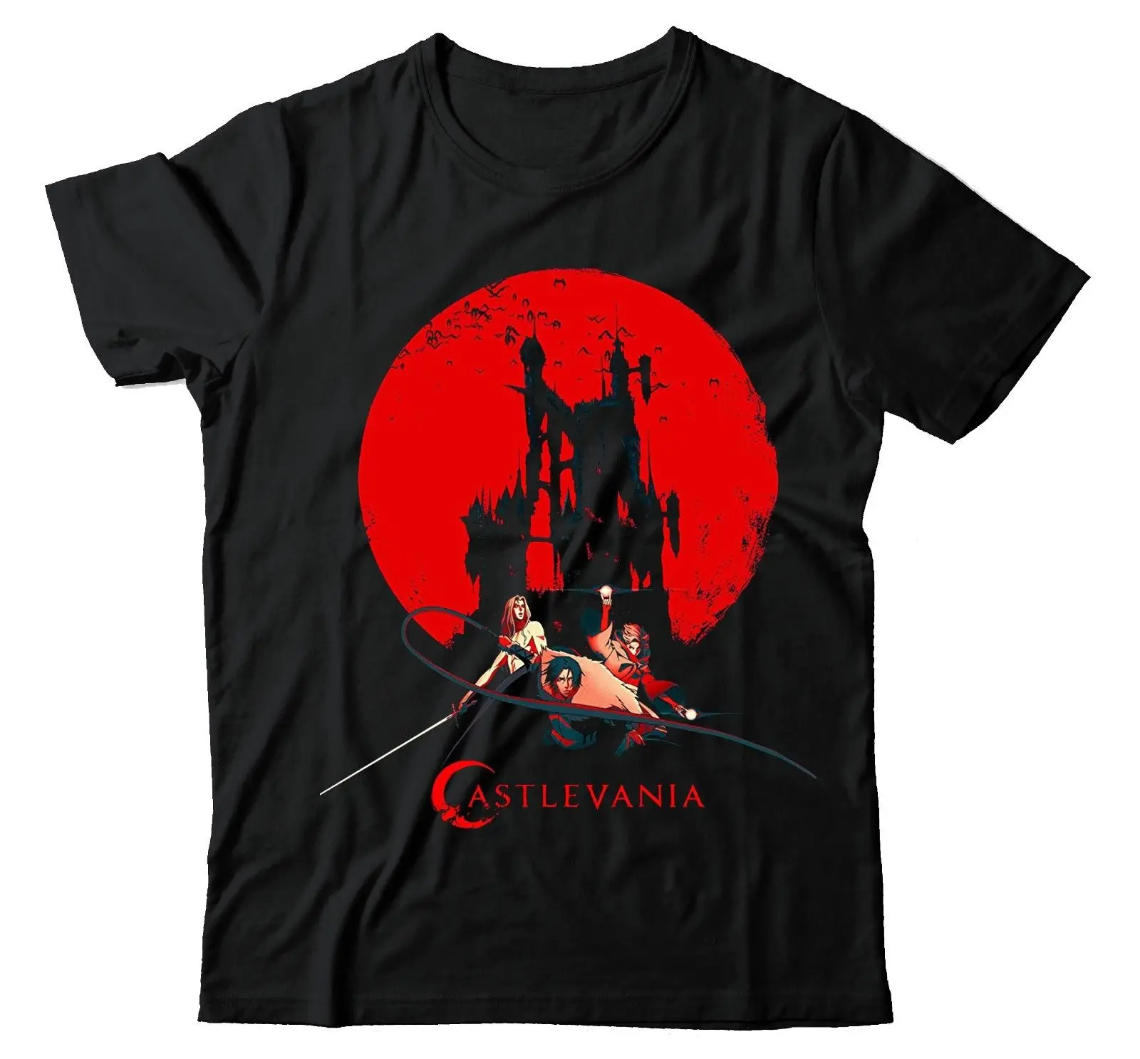 

Castlevania Anime Dark Medieval Fantasy Blood Moon Unisex T Shirt Black WSN3 Cool Casual pride t shirt men Unisex Fashion tshirt