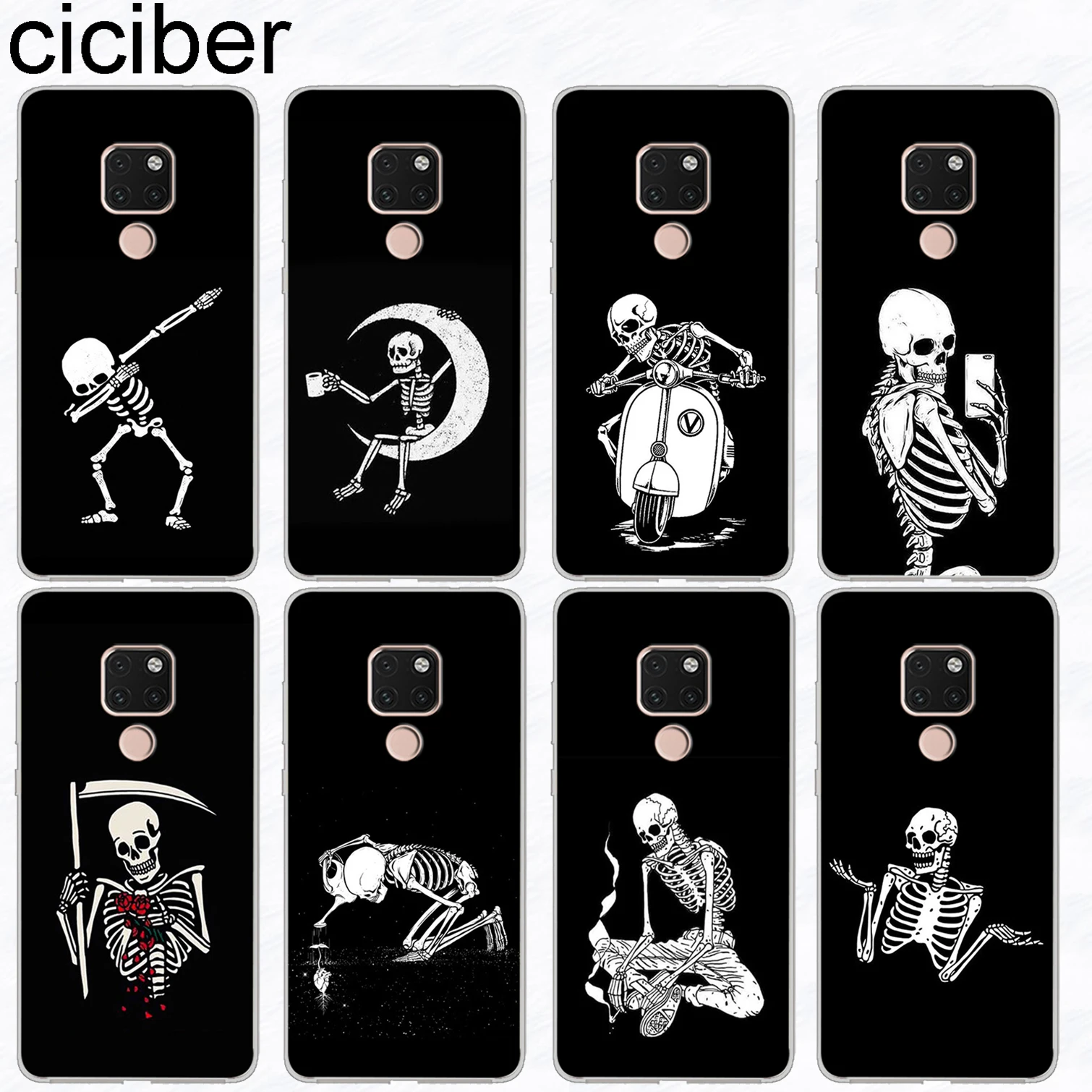 

ciciber Funny Character Skull Phone Case for Huawei Mate 20 Lite Pro X Clear Soft TPU Cover for huawei Mate 10 9 Lite Pro Funda