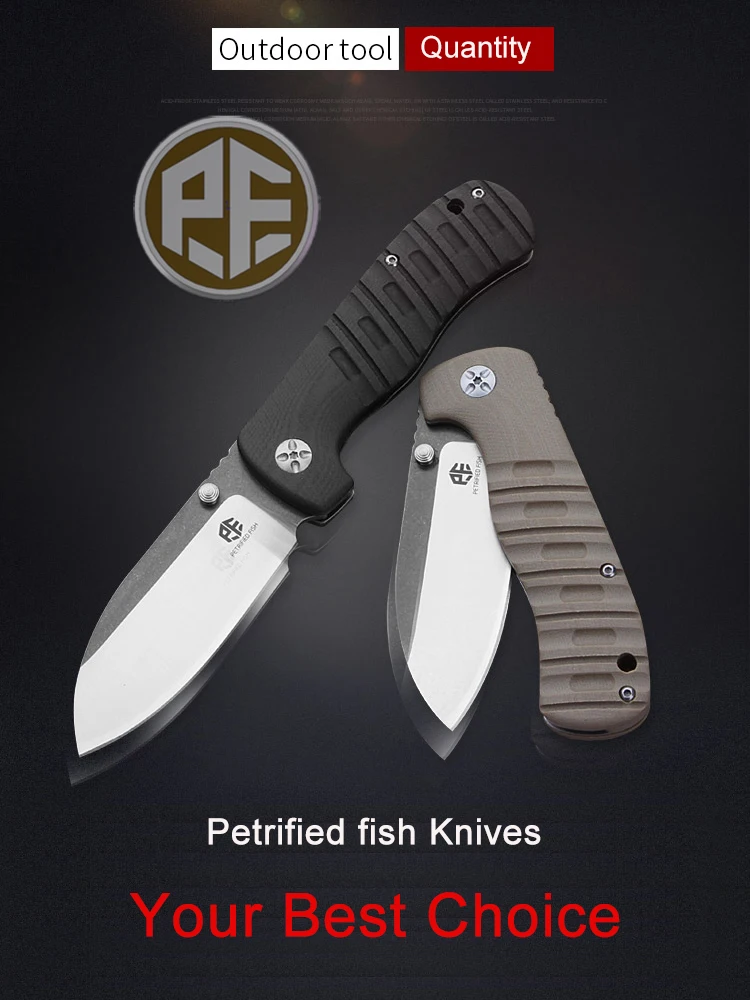 Petrified fish PF714 Походный нож 60HRC US 8 Blade несущий складной нож G10 ручкой охотничий нож карманный нож