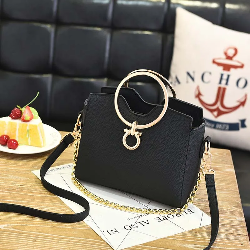 PU Leather Women Casual Handbag Female Holiday Messenger Bag Lady Exquisite Crossbody Mini Fashion Metal Ring Handle Bag SS7087 (8)