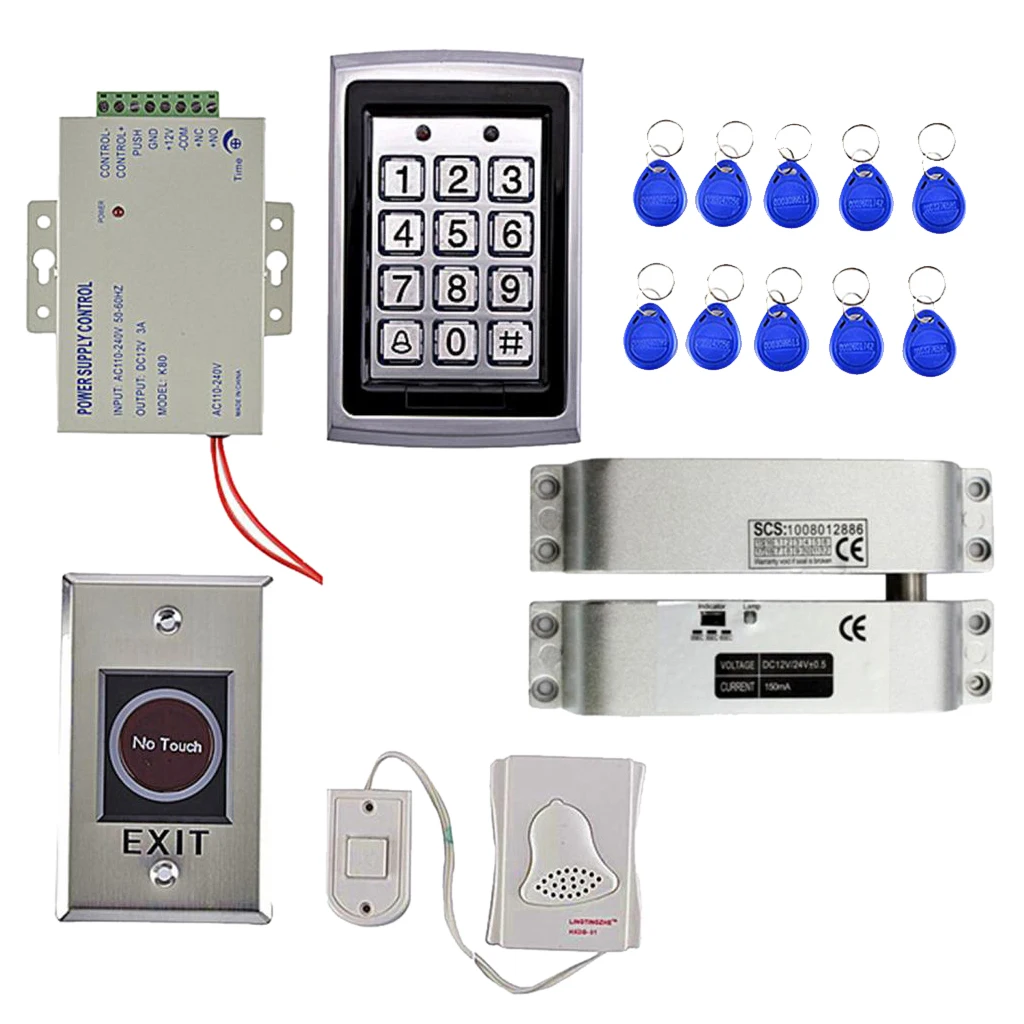 

1000 Fingerprint+Keypad+RFID Card+DoorBell+10 KeyCard Door Access Control