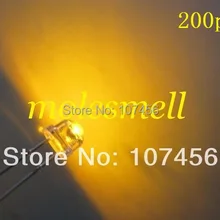 200 шт 5 мм соломенная шляпа желтый светодиодный(2000mcd) 5 мм светоизлучающий диод 5 ММ strawhat желтый светодиодный Большой/широкоугольный светодиод
